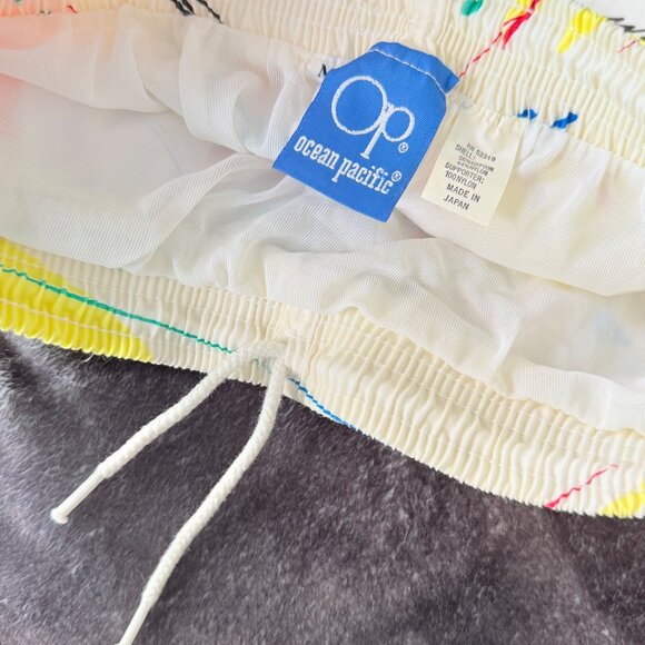 size M Vintage OP mens swimsuit swim trunks board shorts elastic/drawstring made - Picture 5 of 6
